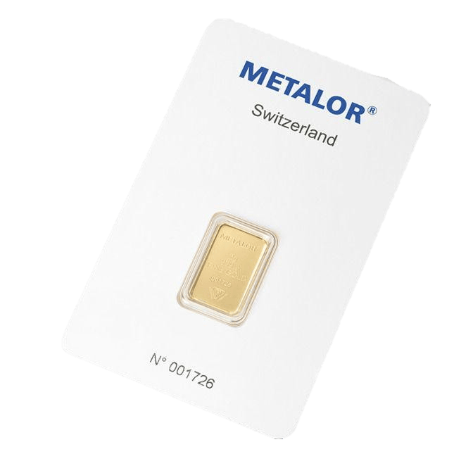 Metalor 2 gram guldbarre