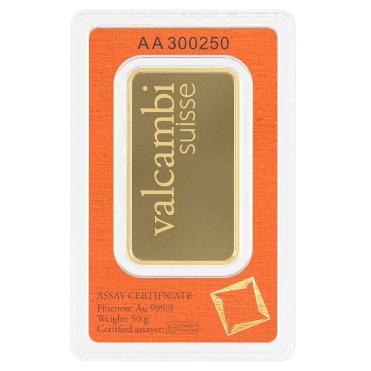 Valcambi 50g stanset guldbarre - Image 2