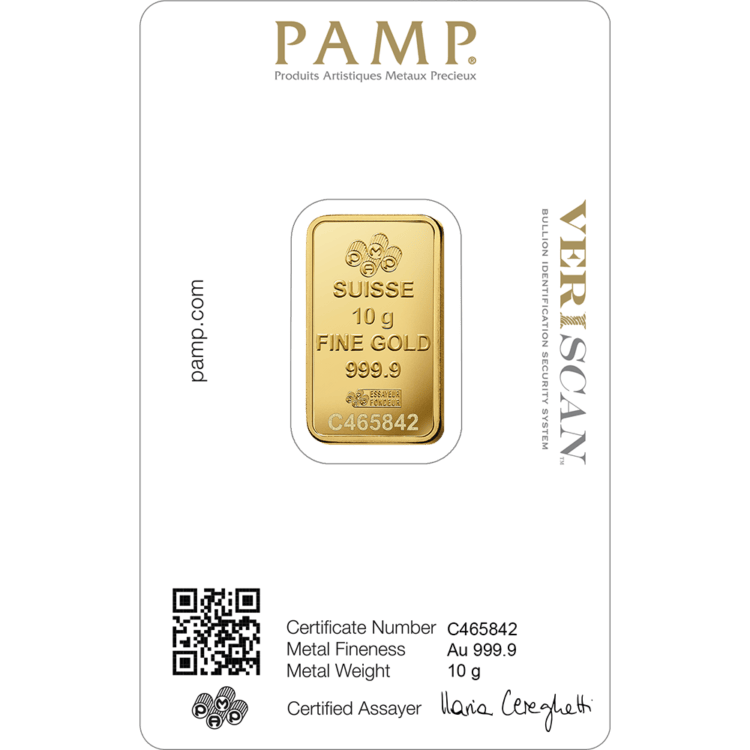 PAMP - 10 gram guldbarre stanset - Image 2