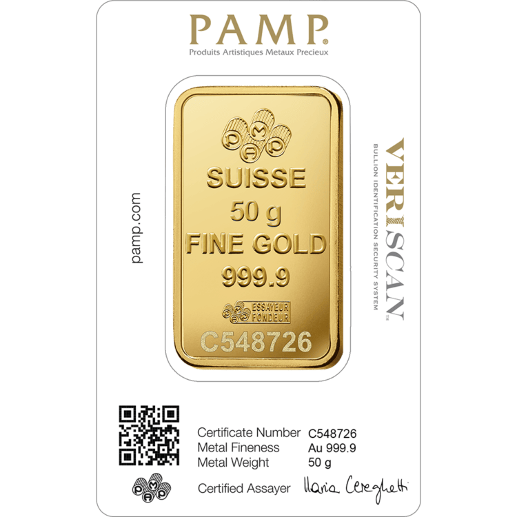 PAMP 50g stanset guldbarre - Image 2